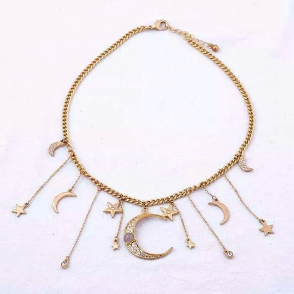 “Dreaming of Us” Diamond Gold Moon Star Necklace - Picture 6 of 12